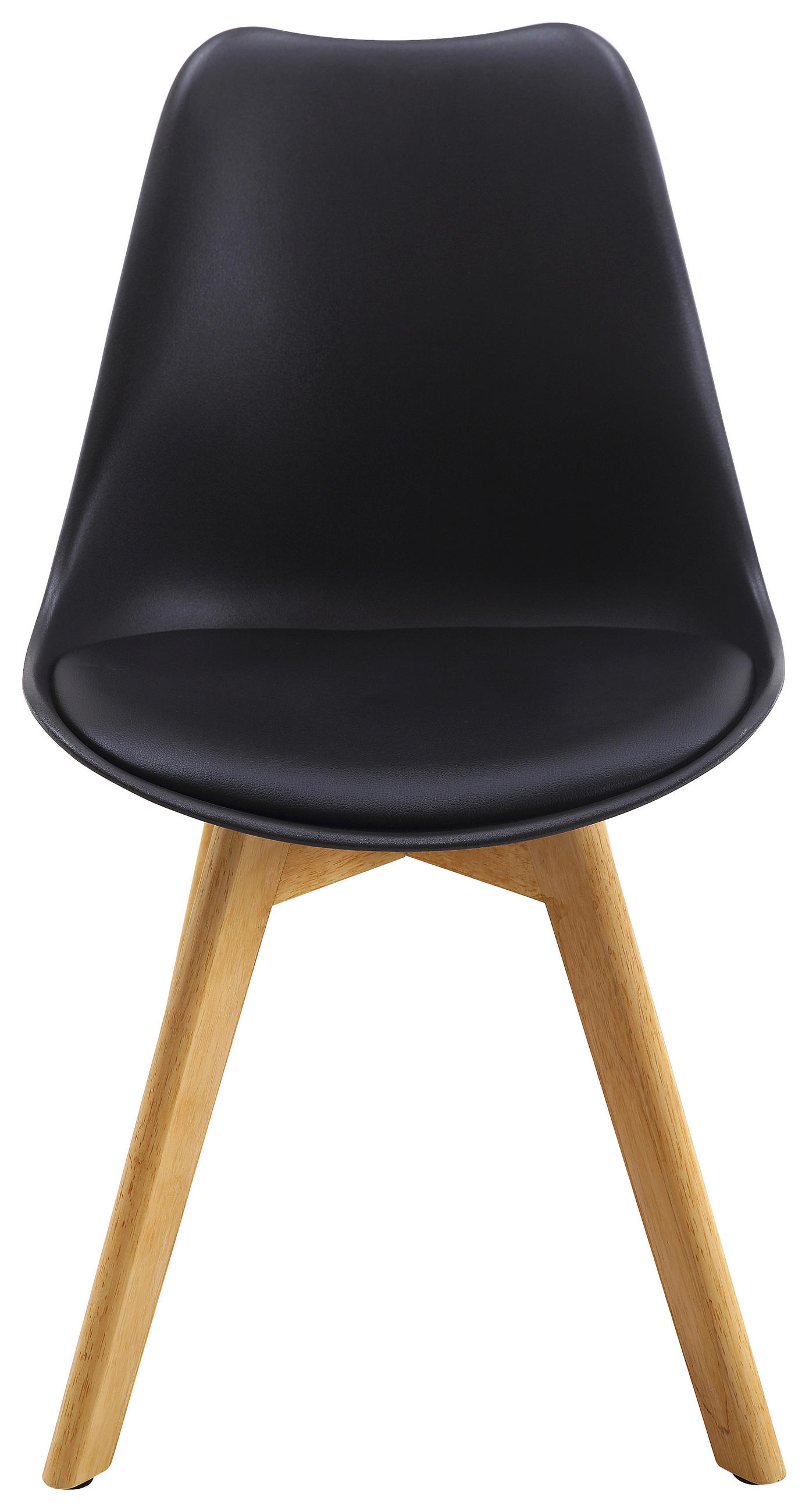 STUHL Lederlook Schwarz, Eichefarben Kautschukholz massiv  - Eichefarben/Schwarz, LIFESTYLE, Holz/Textil (48/84/53cm) - Livetastic