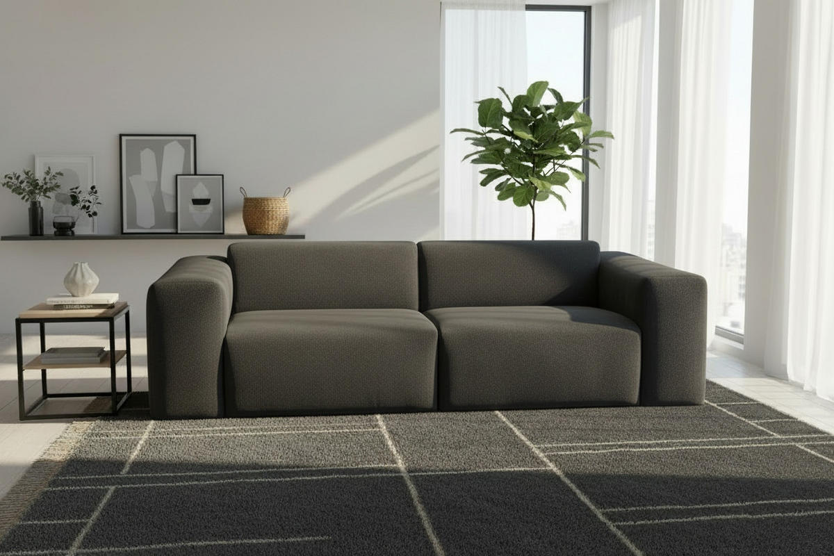 3-SITZER-SOFA Struktur Anthrazit  - Anthrazit/Schwarz, Design, Kunststoff/Textil (266/76/116cm) - MID.YOU