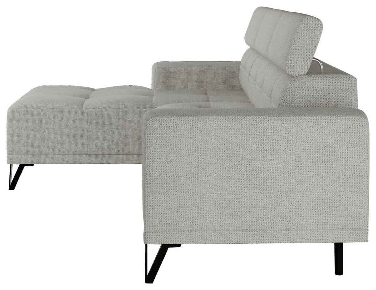 ECKSOFA Greige Chenille  - Greige/Schwarz, KONVENTIONELL, Textil/Metall (178/264cm) - Hom`in