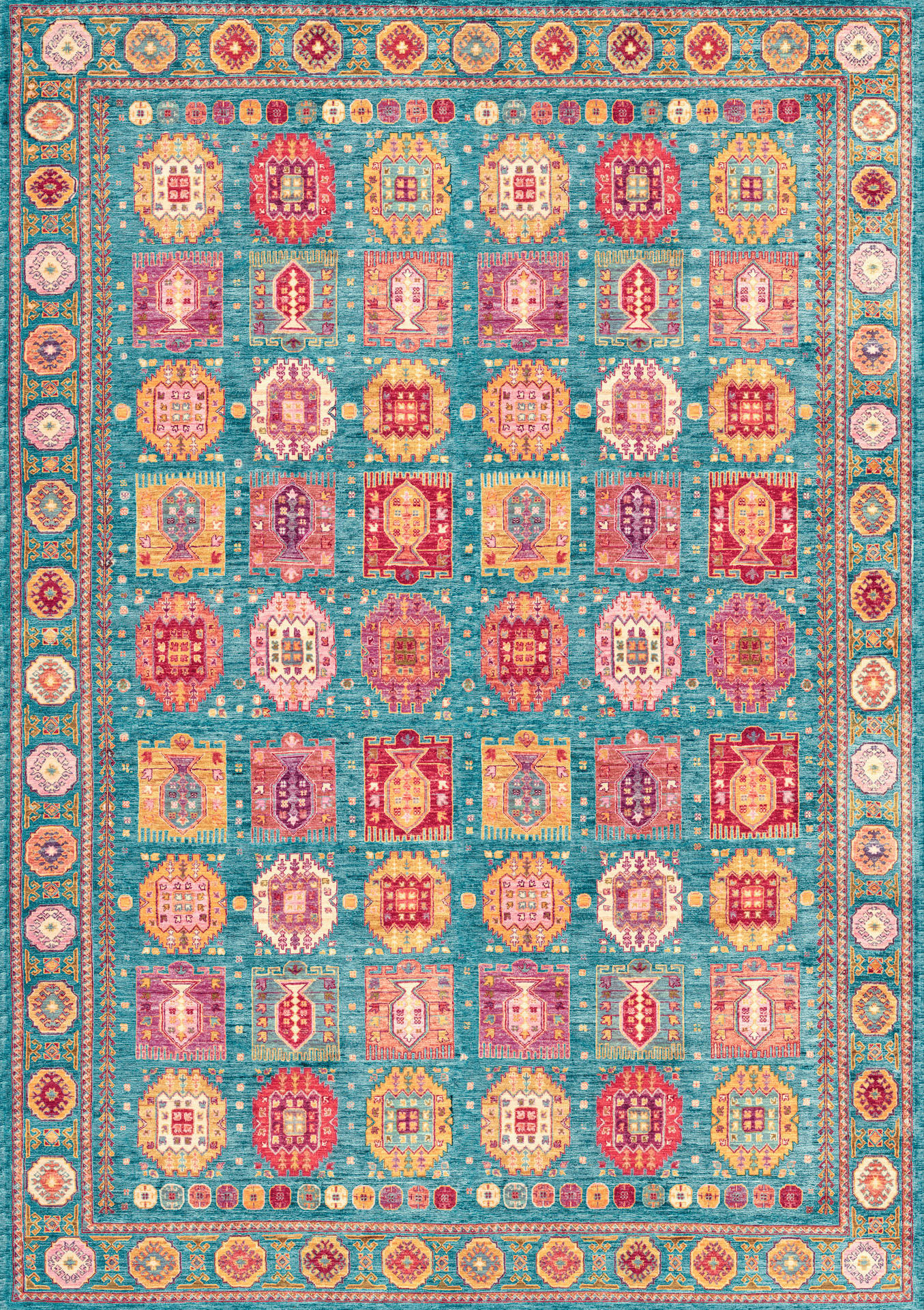 VINTAGE-TEPPICH Cortea Zylar 240/340 cm  in Hellblau, Dunkelrosa, Elfenbein  - Elfenbein/Dunkelrosa, LIFESTYLE, Kunststoff/Textil (240/340cm) - Lindorug