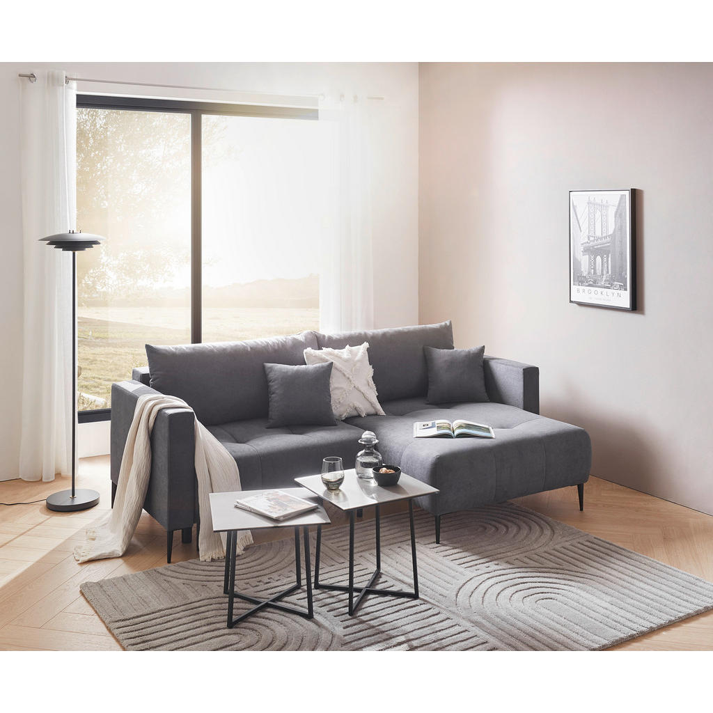 Thumbnail - Carryhome Ecksofa, Dunkelgrau, Textil, 2-Sitzer, Füllung: Schaumstoff, seitenverkehrt montierbar, L-Form, 226x155 cm, Li...