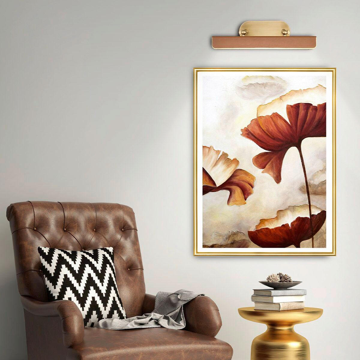 WANDLEUCHTE    - Messingfarben, KONVENTIONELL, Leder/Kunststoff (19,7/50,2/24,8cm) - Elstead Lighting