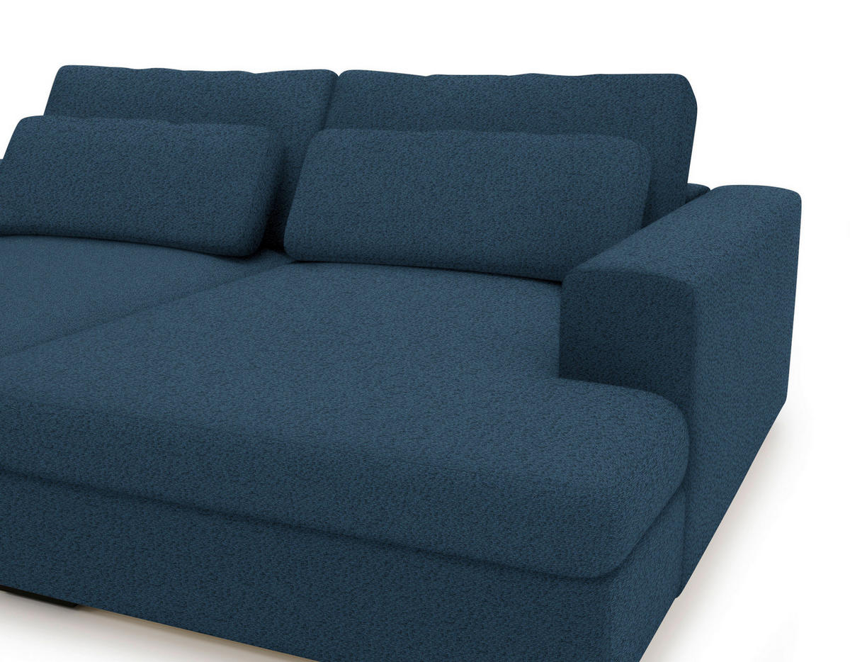 BIGSOFA in Chenille Blau  - Blau/Schwarz, Design, Textil (223/80/158cm) - Lomoco