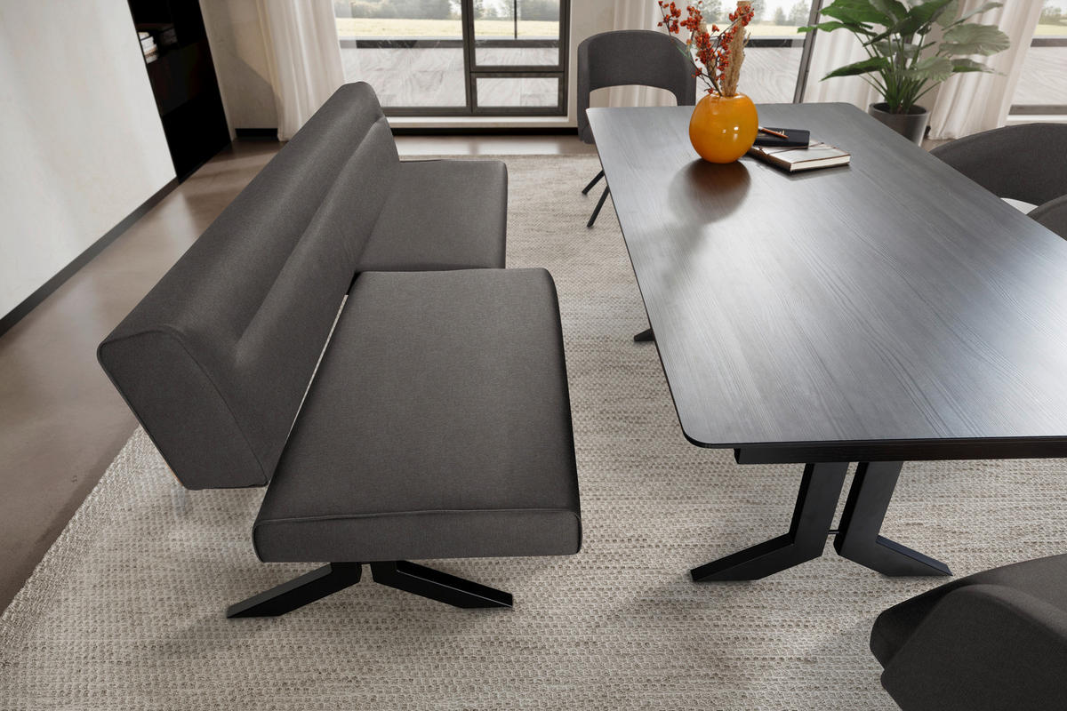SITZBANK in Metall, Textil Dunkelgrau  - Dunkelgrau/Schwarz, Konventionell, Textil/Metall (220/87/70-86cm) - Moderano
