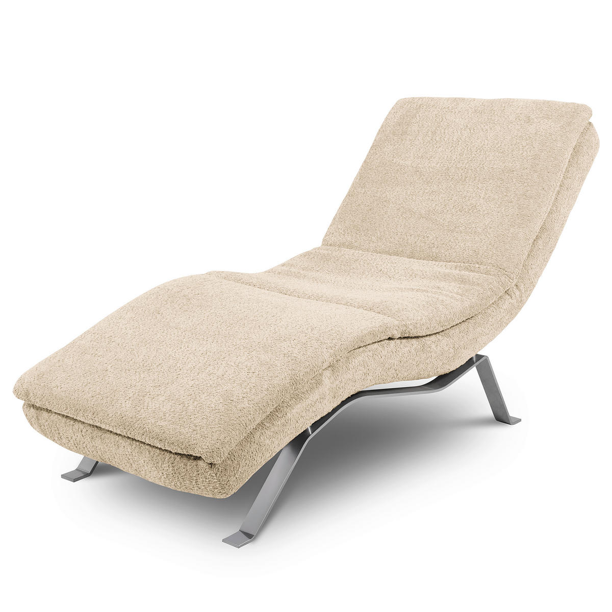 RELAXLIEGE Bouclé Creme  - Silberfarben/Creme, Design, Textil/Metall (65/95/171cm) - Celina Home