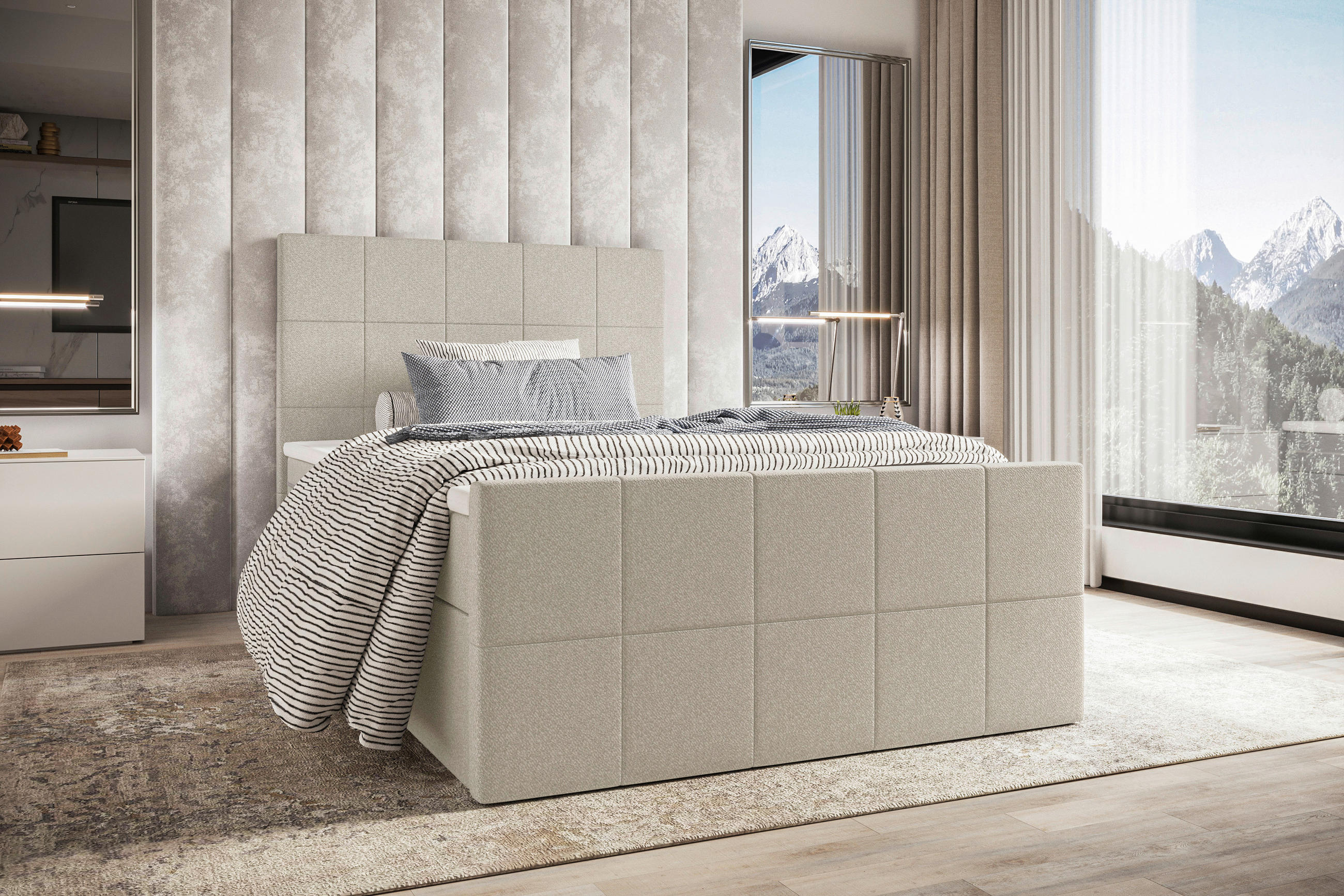 BOXBETT 100/200 cm  in Beige  - Beige, KONVENTIONELL, Kunststoff/Textil (100/200cm) - Boxxx