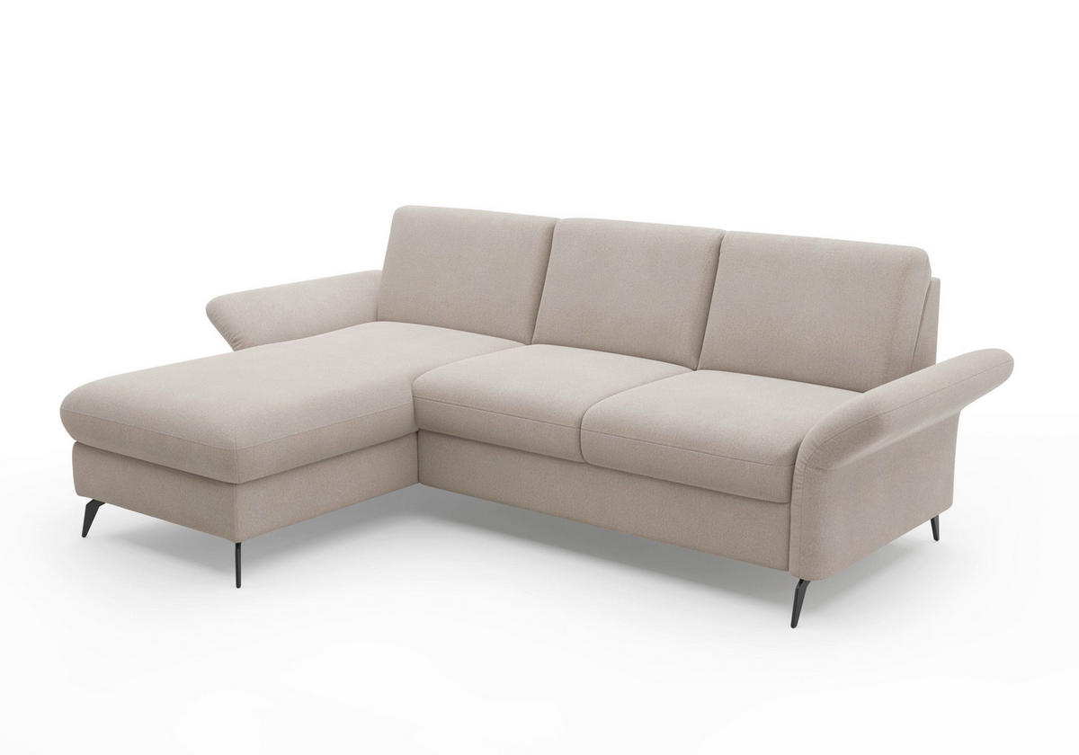 ECKSOFA ROCHELLE E Greige Flachgewebe  - Greige/Schwarz, KONVENTIONELL, Textil/Metall (164/251cm) - Sit & More