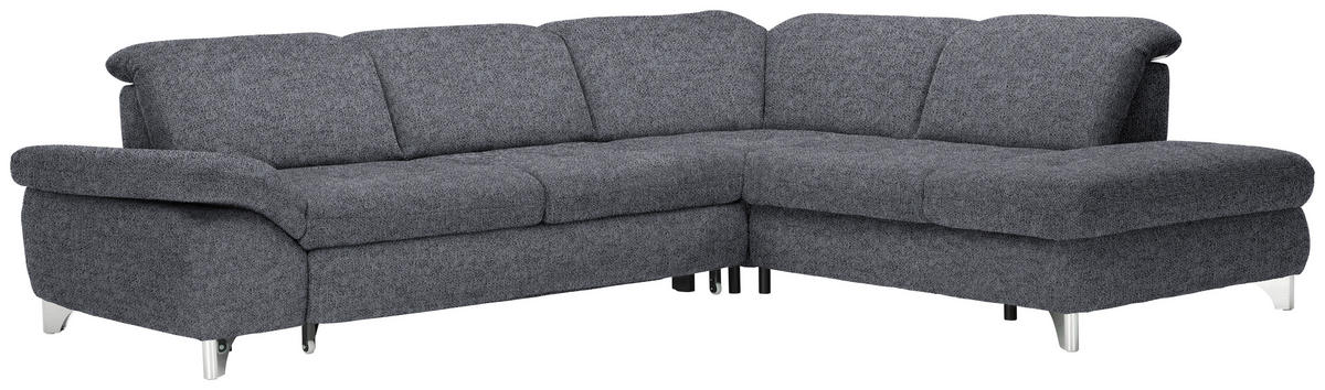 ECKSOFA in Webstoff Anthrazit  - Chromfarben/Anthrazit, Design, Textil/Metall (319/260cm) - Beldomo Style