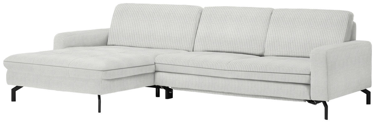 ECKSOFA in Cord Ecru  - Ecru/Schwarz, Design, Textil/Metall (179/302cm) - Beldomo Style