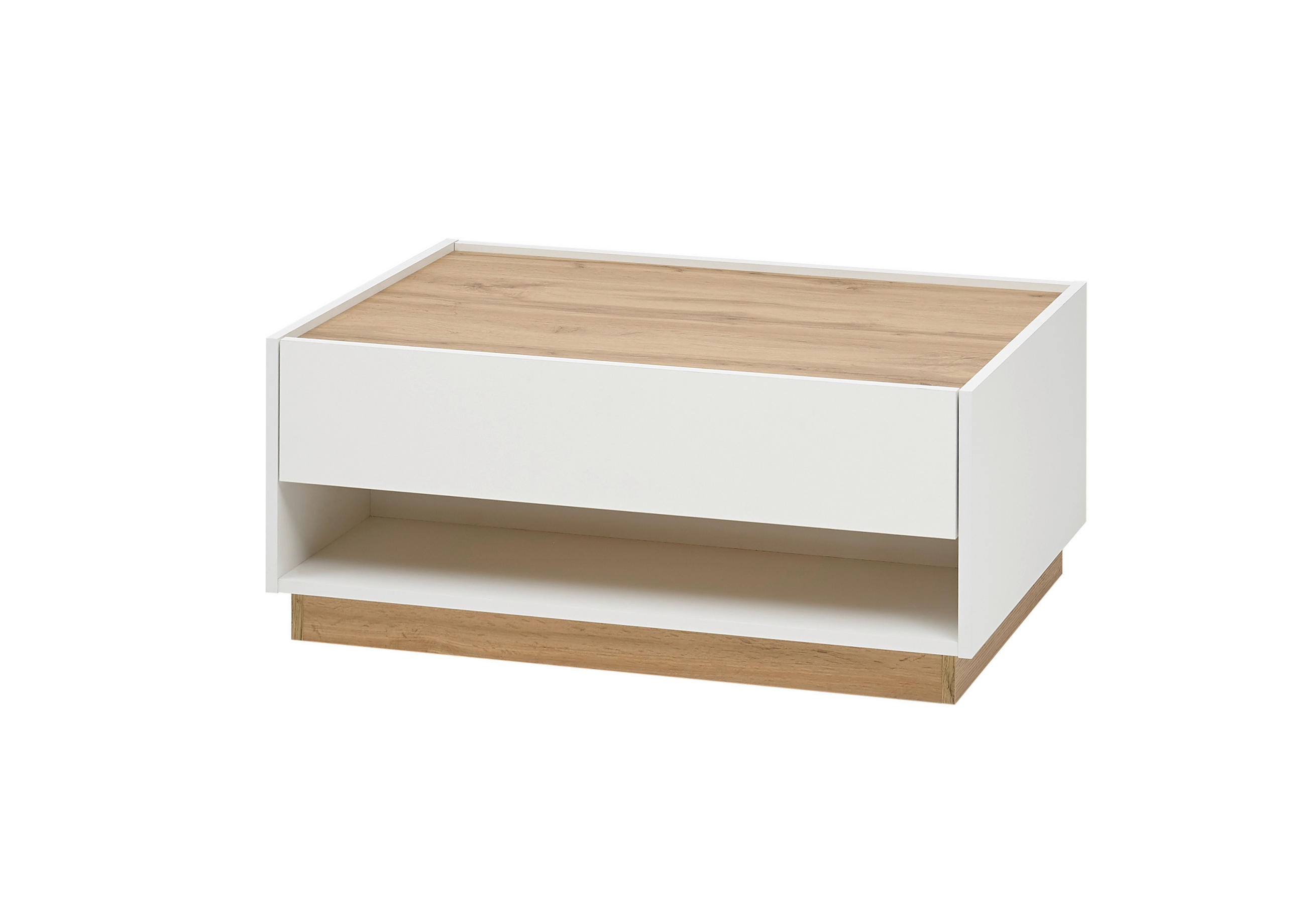 COUCHTISCH 90/60/38 cm rechteckig Weiß, Eiche Wotan  - Eiche Wotan/Weiß, Design, Holzwerkstoff (90/60/38cm) - Modante