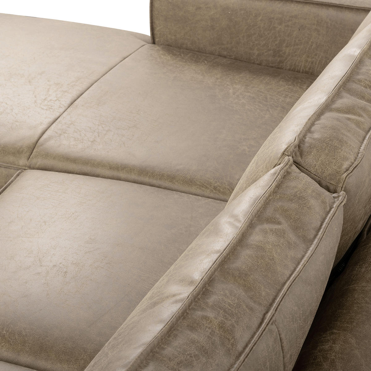 ECKSOFA Hellgrau Echtleder Lederlook Rücken echt  - Hellgrau, Design, Leder/Textil (166/238cm) - Livetastic