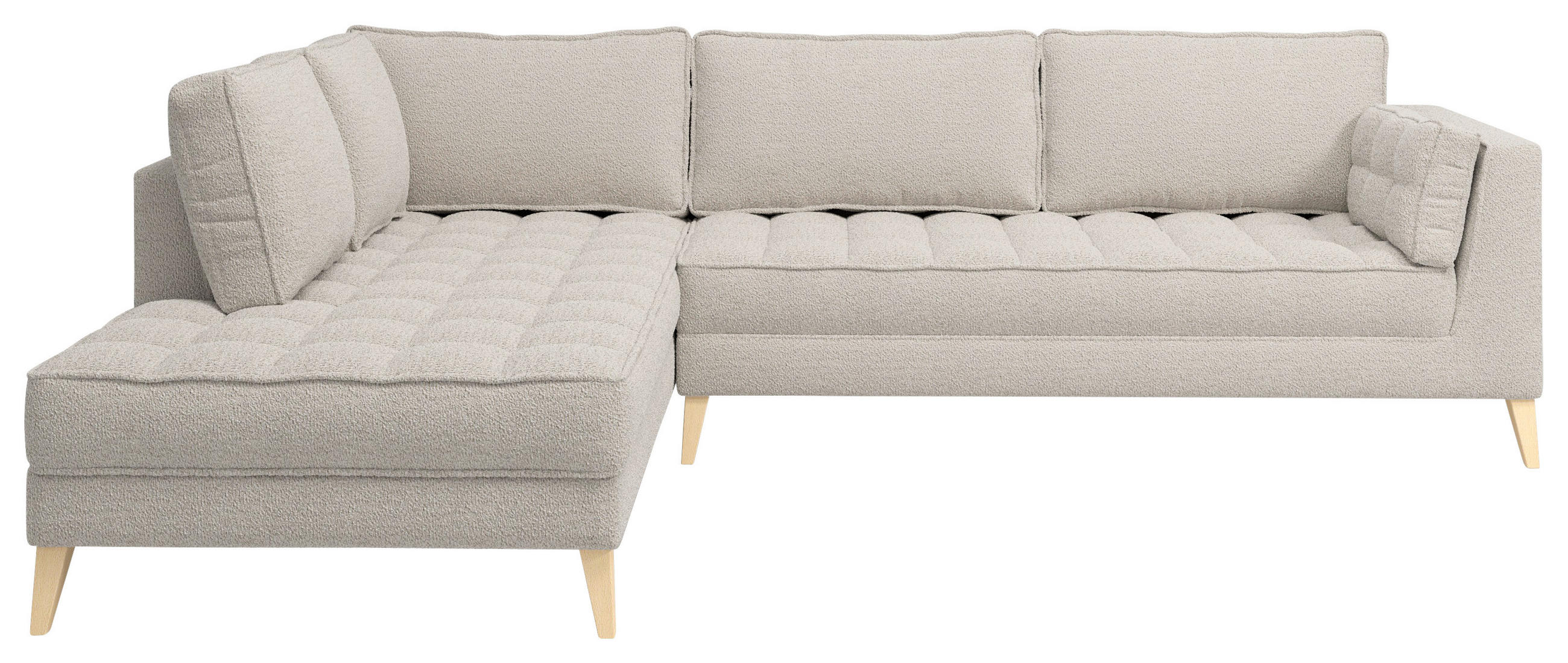 HÖRNSOFFA i bouclé vit  - vit/naturfärgad, Design, trämaterial/textil (204/310cm) - MID.YOU