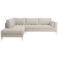 ECKSOFA Weiß Bouclé  - Naturfarben/Weiß, Design, Holzwerkstoff/Textil (204/310cm) - MID.YOU