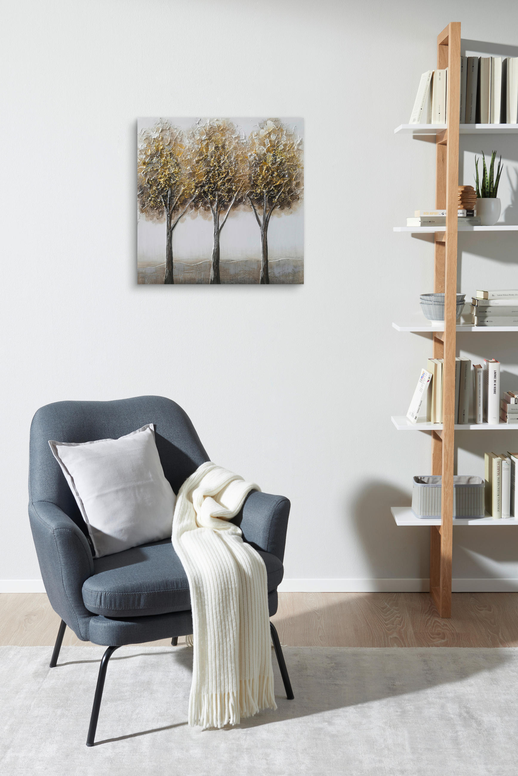 ULJENA SLIKA  55/55 cm       - bijela/siva, Design, drvo/tekstil (55/55cm) - Monee