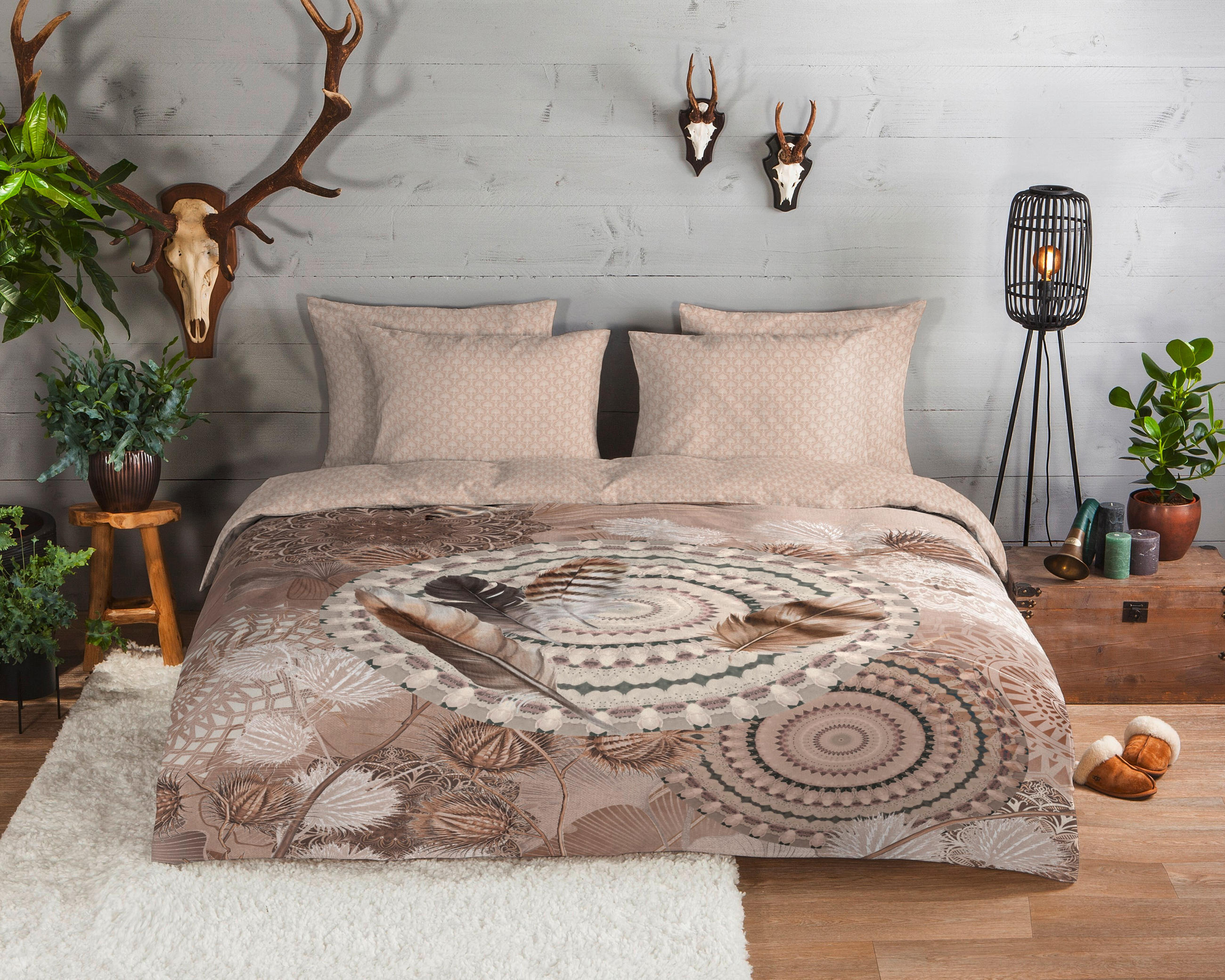 BETTWÄSCHE HIP Flanell, Biber 140/200 cm  - Taupe/Sandfarben, Design, Textil (140/200cm)