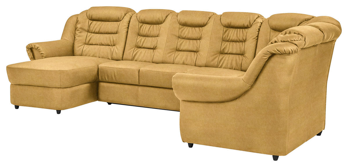 WOHNLANDSCHAFT in Chenille Gelb  - Gelb/Schwarz, Konventionell, Kunststoff/Textil (165/333/216cm) - Livetastic