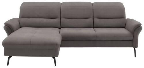 ECKSOFA in Flachgewebe Hellgrau  - Hellgrau/Schwarz, Konventionell, Textil/Metall (181/260cm) - Beldomo Speed