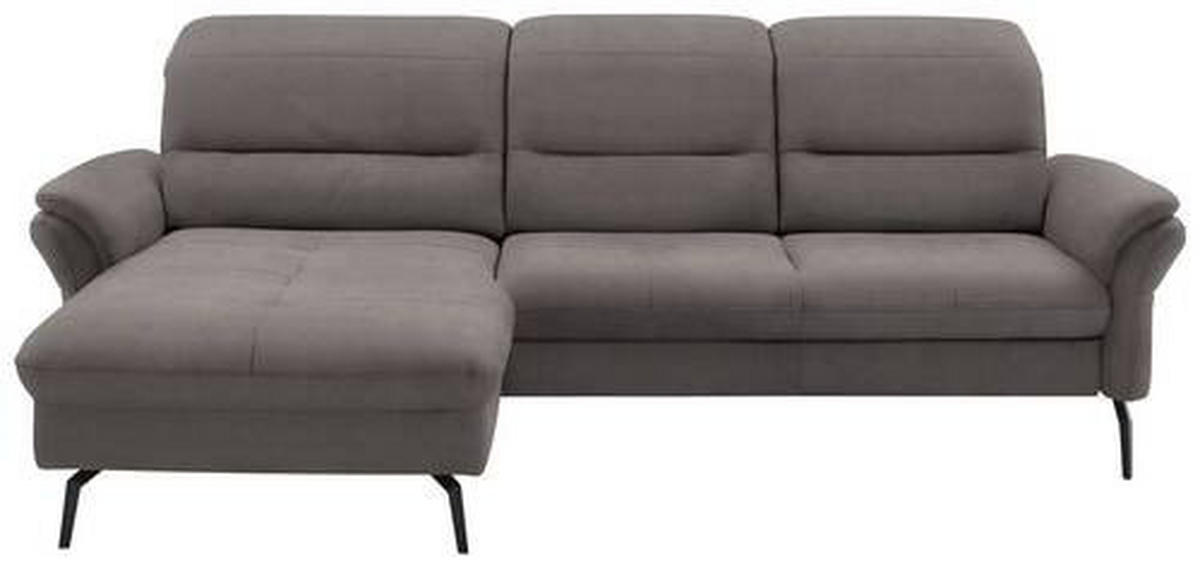 ECKSOFA in Flachgewebe Hellgrau  - Hellgrau/Schwarz, Konventionell, Textil/Metall (181/260cm) - Beldomo Speed