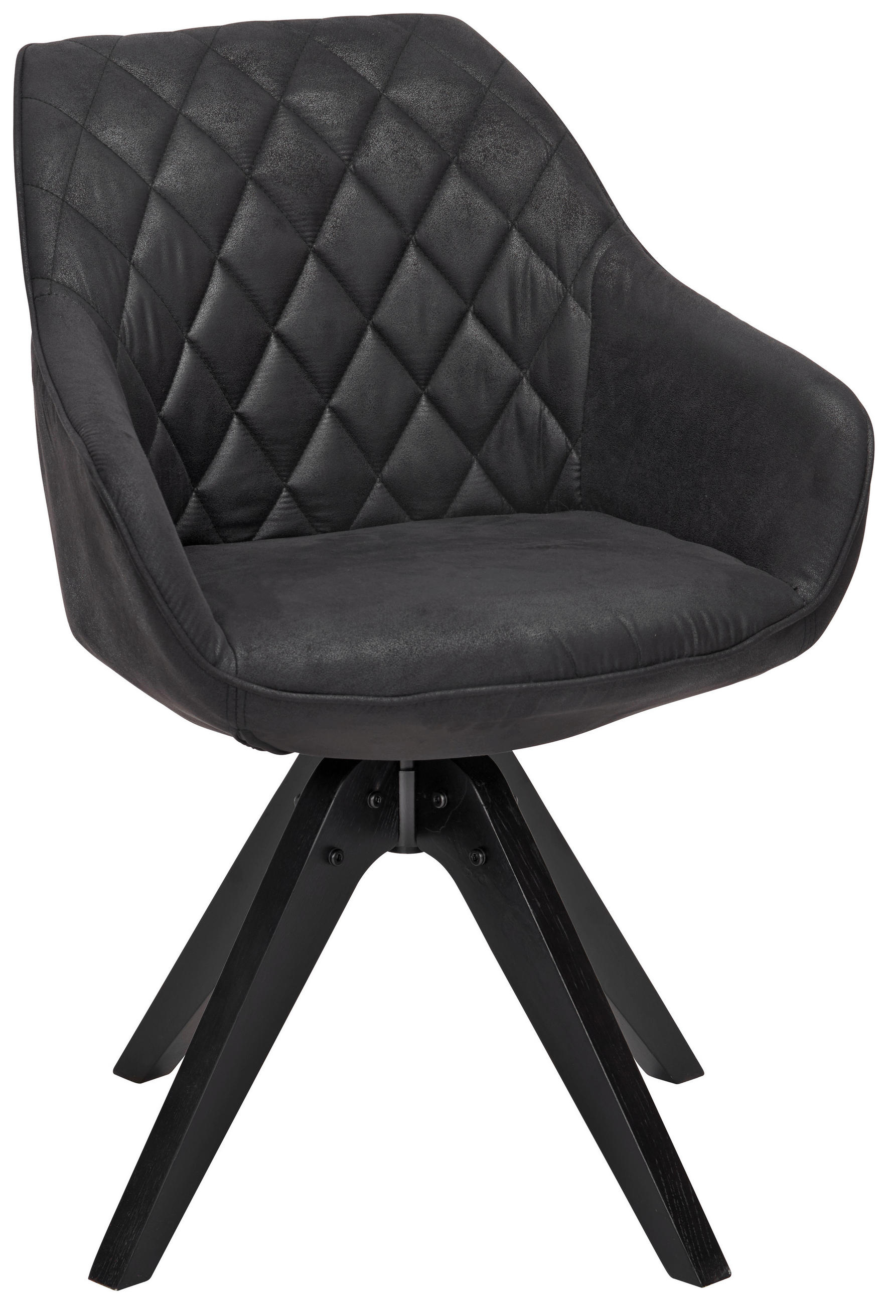 SCAUN CU BRAȚE din lemn, textil, negru, gri închis,