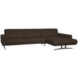 ECKSOFA in Echtleder Dunkelbraun  - Anthrazit/Dunkelbraun, KONVENTIONELL, Leder/Metall (324/182cm) - Ambiente