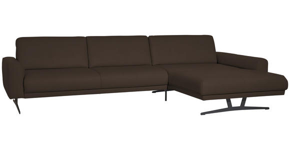 ECKSOFA in Echtleder Dunkelbraun  - Anthrazit/Dunkelbraun, KONVENTIONELL, Leder/Metall (324/182cm) - Ambiente