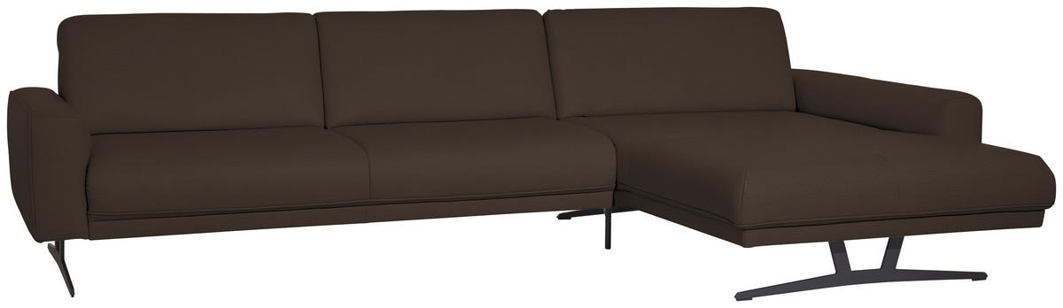 ECKSOFA in Echtleder Dunkelbraun  324/179 cm  - Anthrazit/Dunkelbraun, KONVENTIONELL, Leder/Metall (324/179cm) - Johann Jakob