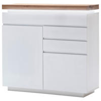BYRÅ 120/114/40 cm  - vit/ekfärgad, Design, trämaterial/trä (120/114/40cm)