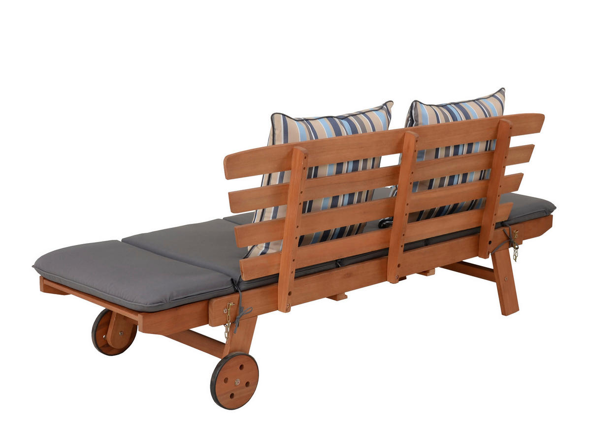 GARTENBANK 190/77,5/68 cm Eukalyptusholz   - Braun/Grau, Basics, Holz/Textil (190/77,5/68cm) - Gardenson