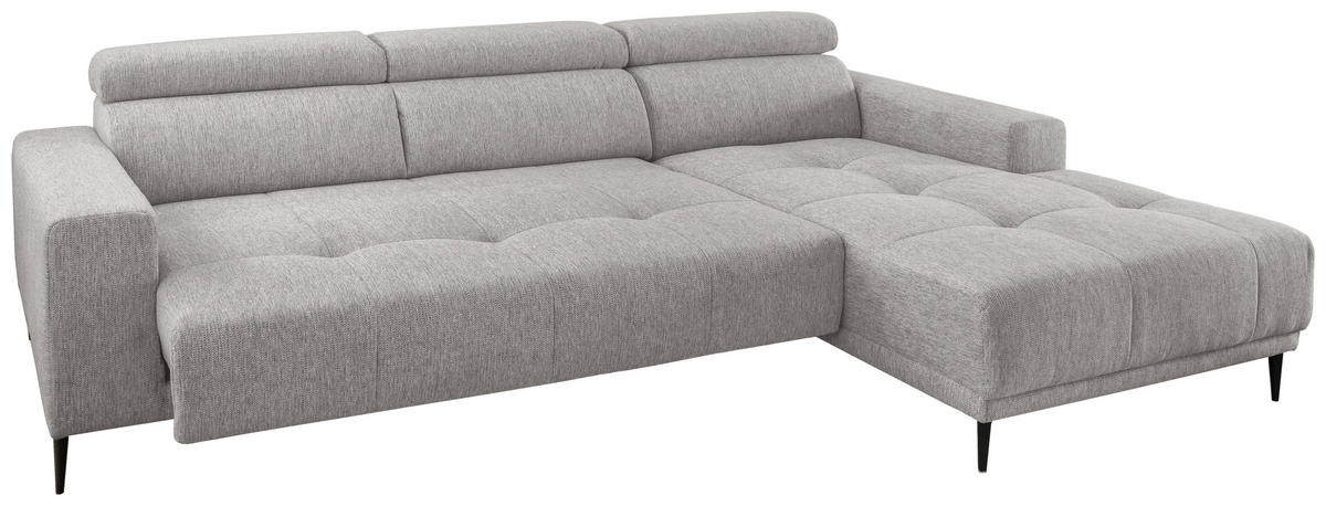 ECKSOFA in Chenille Grau  276/188 cm  - Schwarz/Grau, KONVENTIONELL, Textil/Metall (276/188cm) - Livetastic