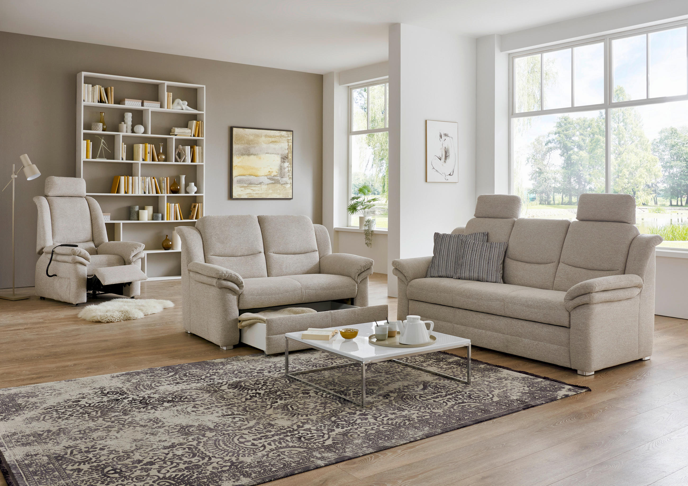 KÉTÜLÉSES KANAPÉ textil bézs  - bézs, Konventionell, textil/fém (150/96/89cm) - Beldomo Comfort