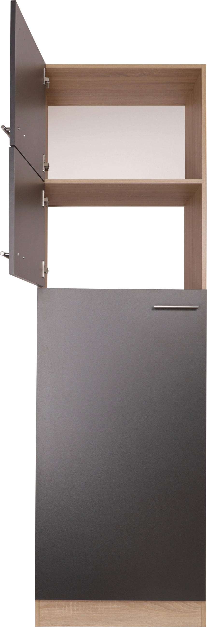 GERÄTEUMBAUSCHRANK 60/200/60 cm  in Grau, Eichefarben  - Eichefarben/Silberfarben, Basics, Holzwerkstoff/Metall (60/200/60cm) - Respekta