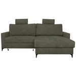 ECKSOFA Olivgrün Struktur Rückenkissen, Bettkasten, Schlaffunktion, Rücken echt, Kopfstütze, Liegefläche im Originalstoff  - Schwarz/Olivgrün, KONVENTIONELL, Textil/Metall (230/164cm) - Carryhome