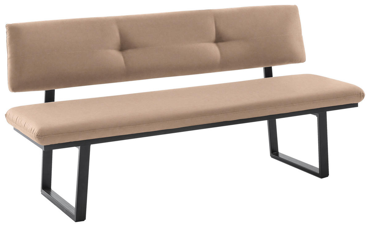 SITZBANK 180/86/60 cm  in Schwarz, Beige  - Beige/Schwarz, MODERN, Textil/Metall (180/86/60cm) - Cantus