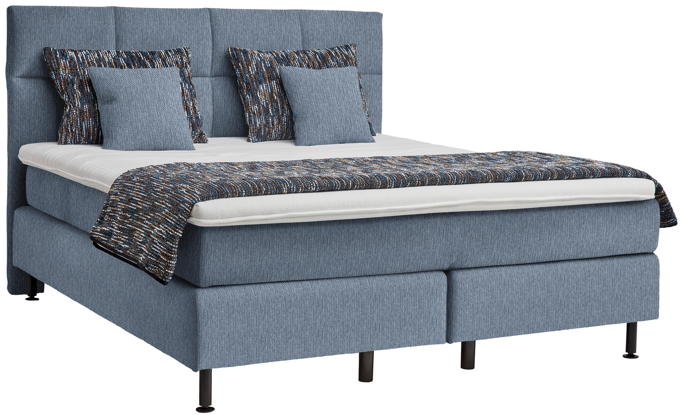 BOXSPRINGBETT 180/200 cm  in Blau  - Blau/Schwarz, Design, Kunststoff/Textil (180/200cm) - Beldomo - Sleep