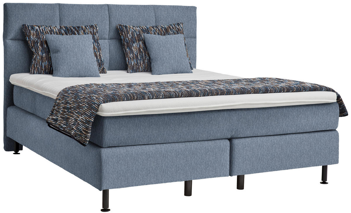 BOXSPRINGBETT 180/200 cm  in Blau  - Blau/Schwarz, Design, Kunststoff/Textil (180/200cm) - Beldomo - Sleep