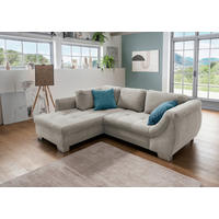 ECKSOFA in Cord Silberfarben  - Silberfarben/Petrol, Design, Holz/Textil (190/250cm) - MID.YOU