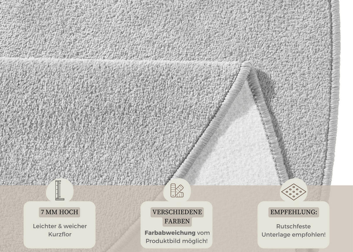 FLACHWEBETEPPICH 133 cm Fancy Hellgrau  - Hellgrau, Basics, Kunststoff (133cm) - Hanse Home