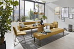 SITZBANK 251/84/67 cm Echtleder Gelb, Bronzefarben Metall  - Gelb/Bronzefarben, Design, Leder/Metall (251/84/67cm) - Musterring