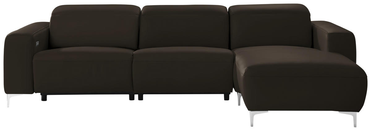 Freisteller von Pure Home Lifestyle ECKSOFA Schwarz Echtleder.