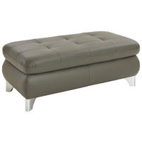 HOCKER Beldomo Premium Echtleder Grau  - Alufarben/Grau, Basics, Leder/Metall (129/47/67cm) - Beldomo Speed