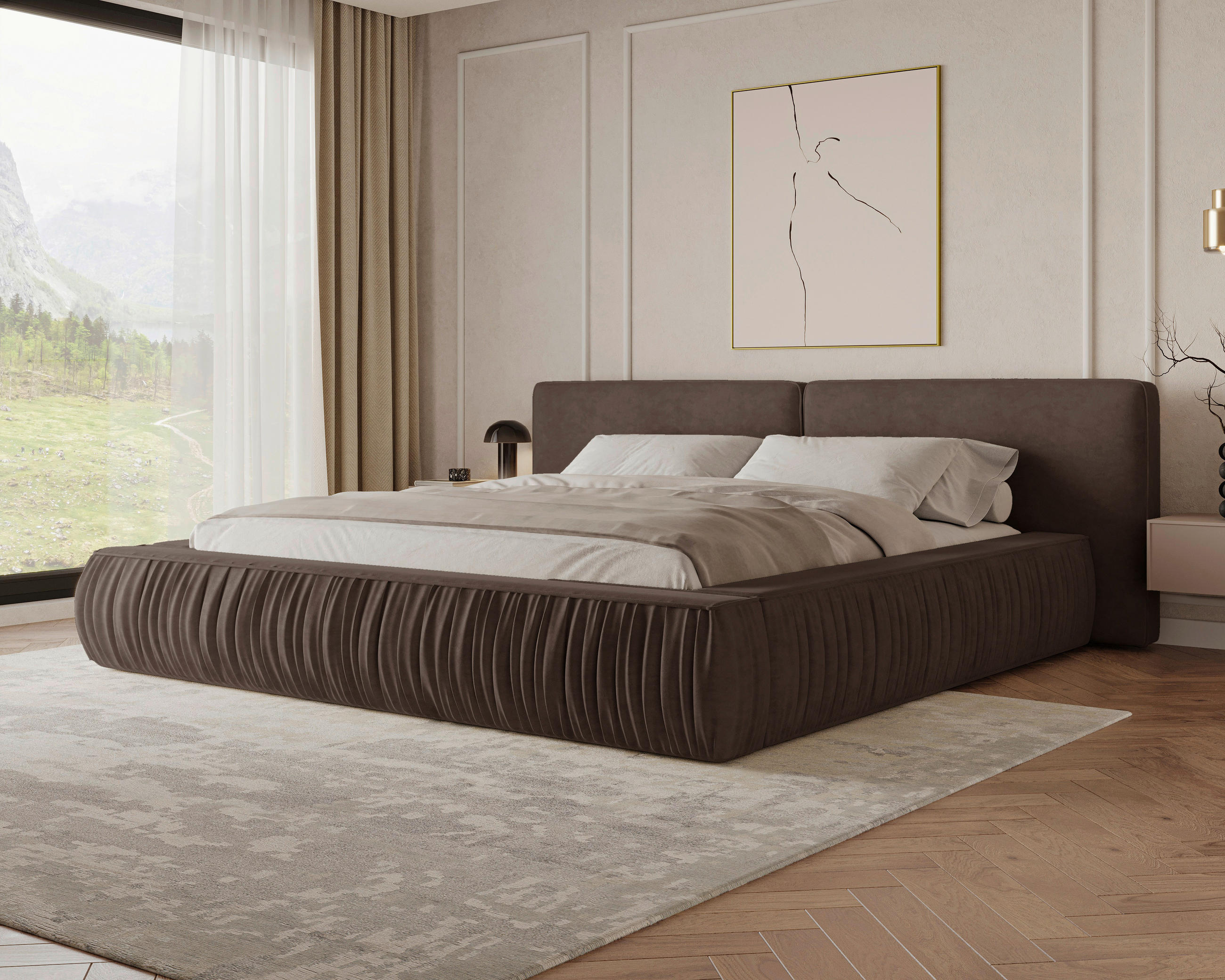 POLSTERBETT Lattenrost, Bettkasten Braun 140/200 cm  - Schwarz/Braun, MODERN, Holz/Kunststoff (140/200cm) - Livetastic