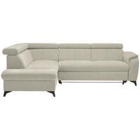 ECKSOFA in Teddystoff Ecru  - Ecru/Schwarz, Design, Textil/Metall (203/260cm) - Stylife