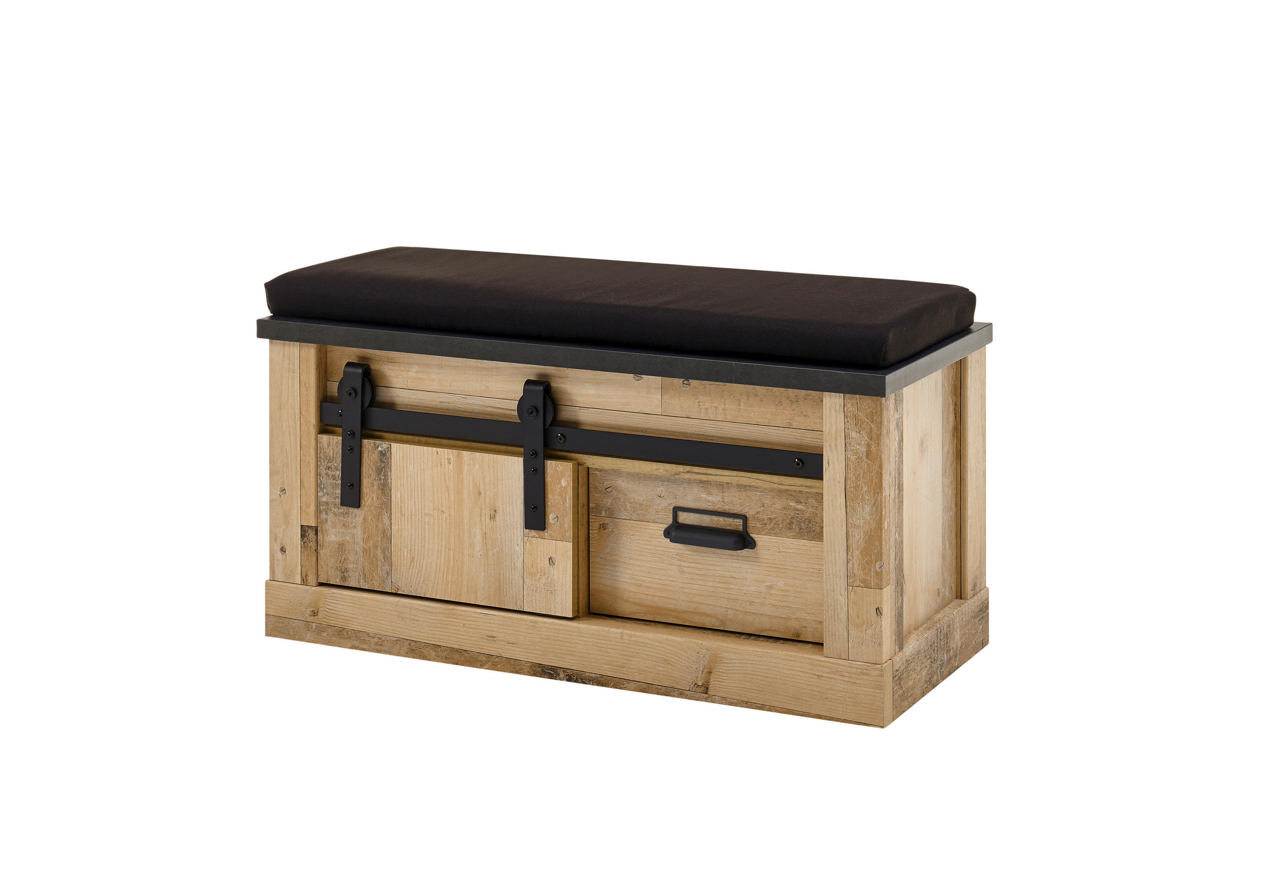 GARDEROBENBANK  in 93/51/43 cm  - Anthrazit/Schwarz, Design, Textil/Metall (93/51/43cm) - Modante