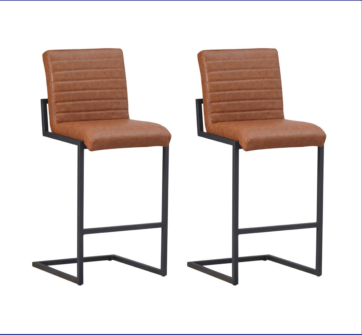 BARHOCKER-SET Lederlook Cognac  - Cognac/Schwarz, MODERN, Textil/Metall (54/100/58cm) - MID.YOU