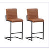 BARHOCKER-SET Lederlook Cognac  - Cognac/Schwarz, MODERN, Textil/Metall (54/100/58cm) - MID.YOU