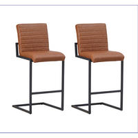 BARHOCKER-SET Lederlook Cognac  - Cognac/Schwarz, MODERN, Textil/Metall (54/100/58cm) - MID.YOU