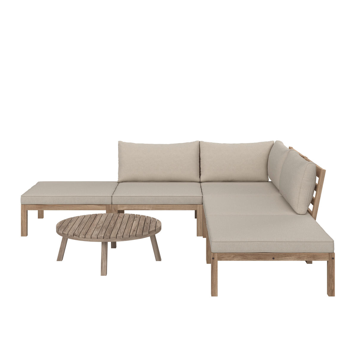 BAŠTENSKA GARNITURA  - boja akacije/krem, Moderno, drvo/tekstil (250/250cm) - Bessagi Garden