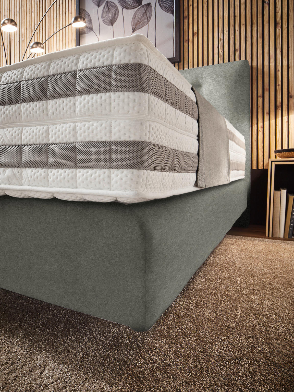 BOXSPRINGBETT 200/200 cm  in Grau  - Grau, KONVENTIONELL, Holz/Textil (200/200cm) - Dieter Knoll