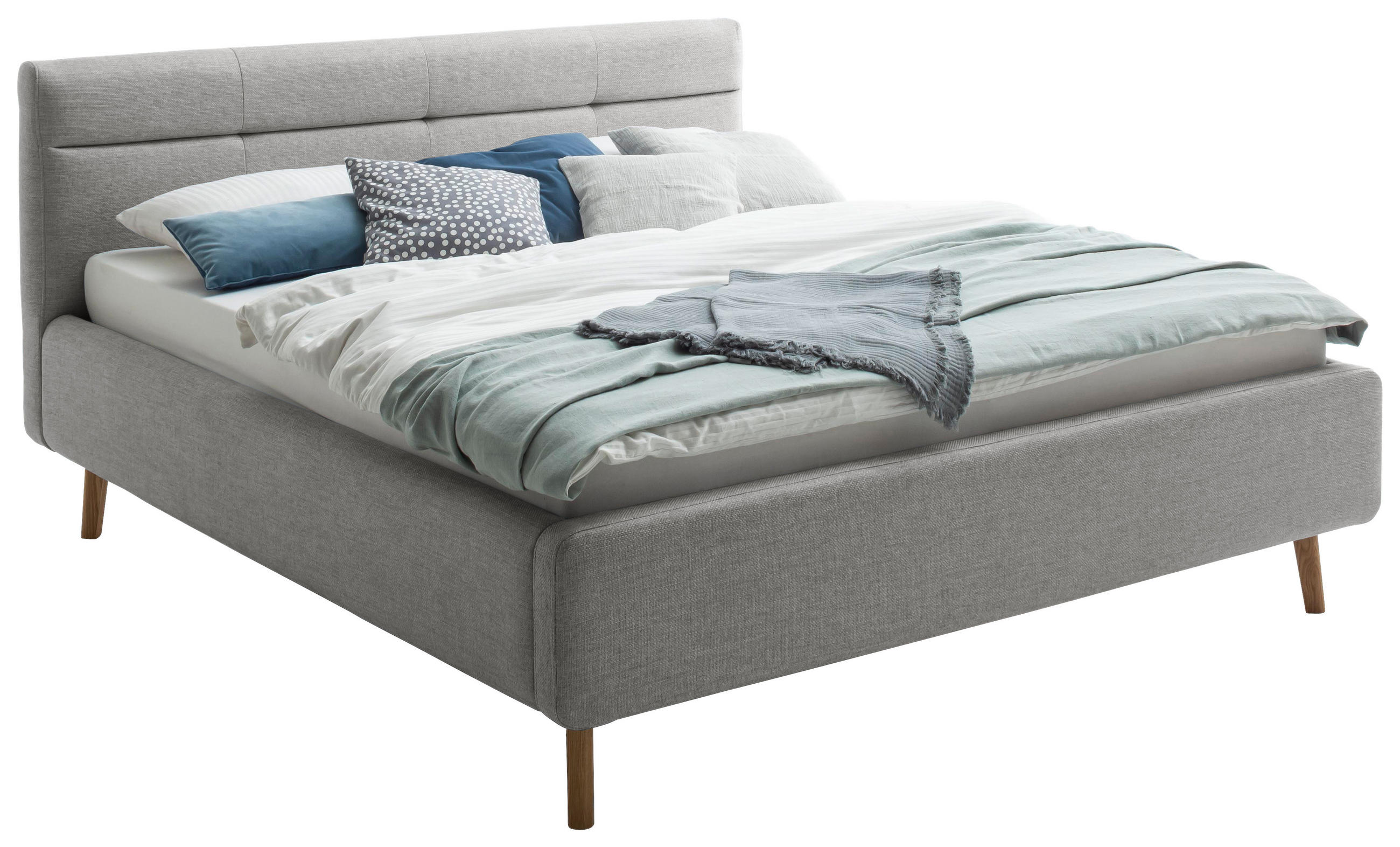POLSTERBETT 180/200 cm  in Grau  - Eichefarben/Birkefarben, KONVENTIONELL, Holz/Textil (180/200cm) - Boxxx