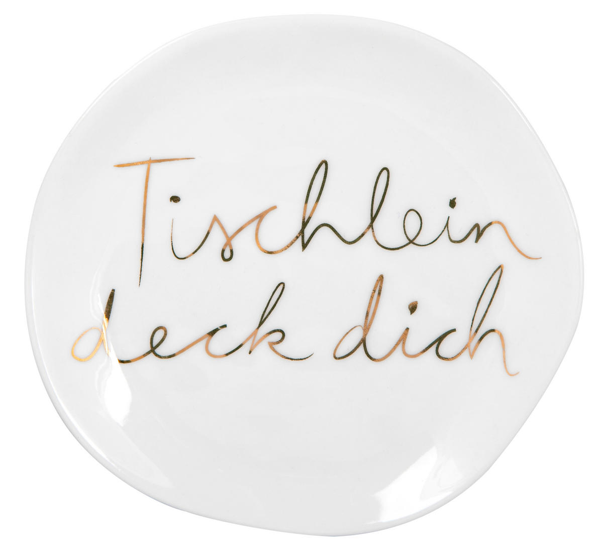 DEKOTELLER - Weiss/Goldfarben, Basics, Keramik (14cm) - Räder